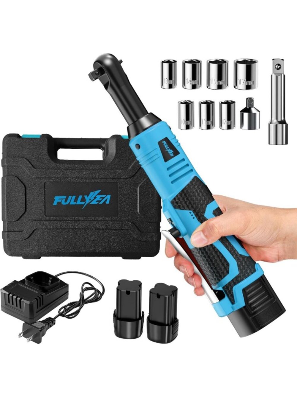 Cordless Electric Ratchet Wrench Set, 40 Ft-lbs Torque, 550 RPM, 16.8V, Variable